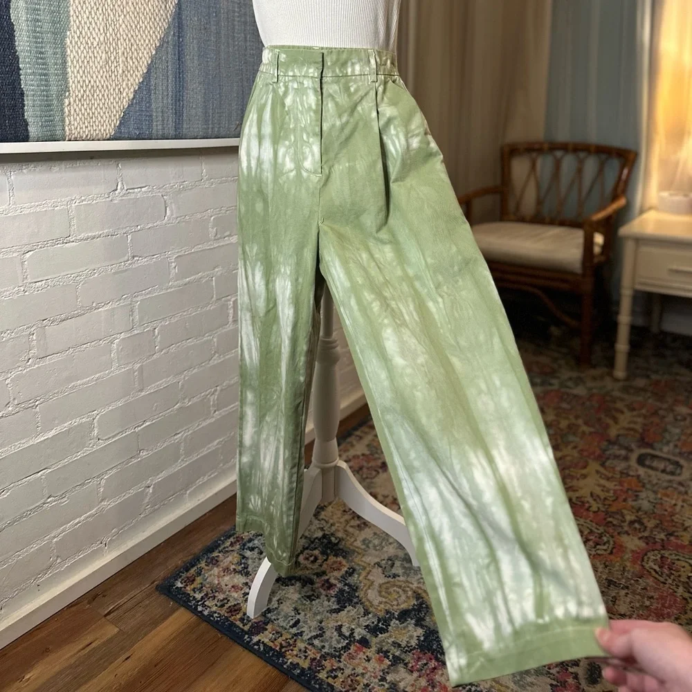 BDG Green Tie-Dye Straight Leg Trousers